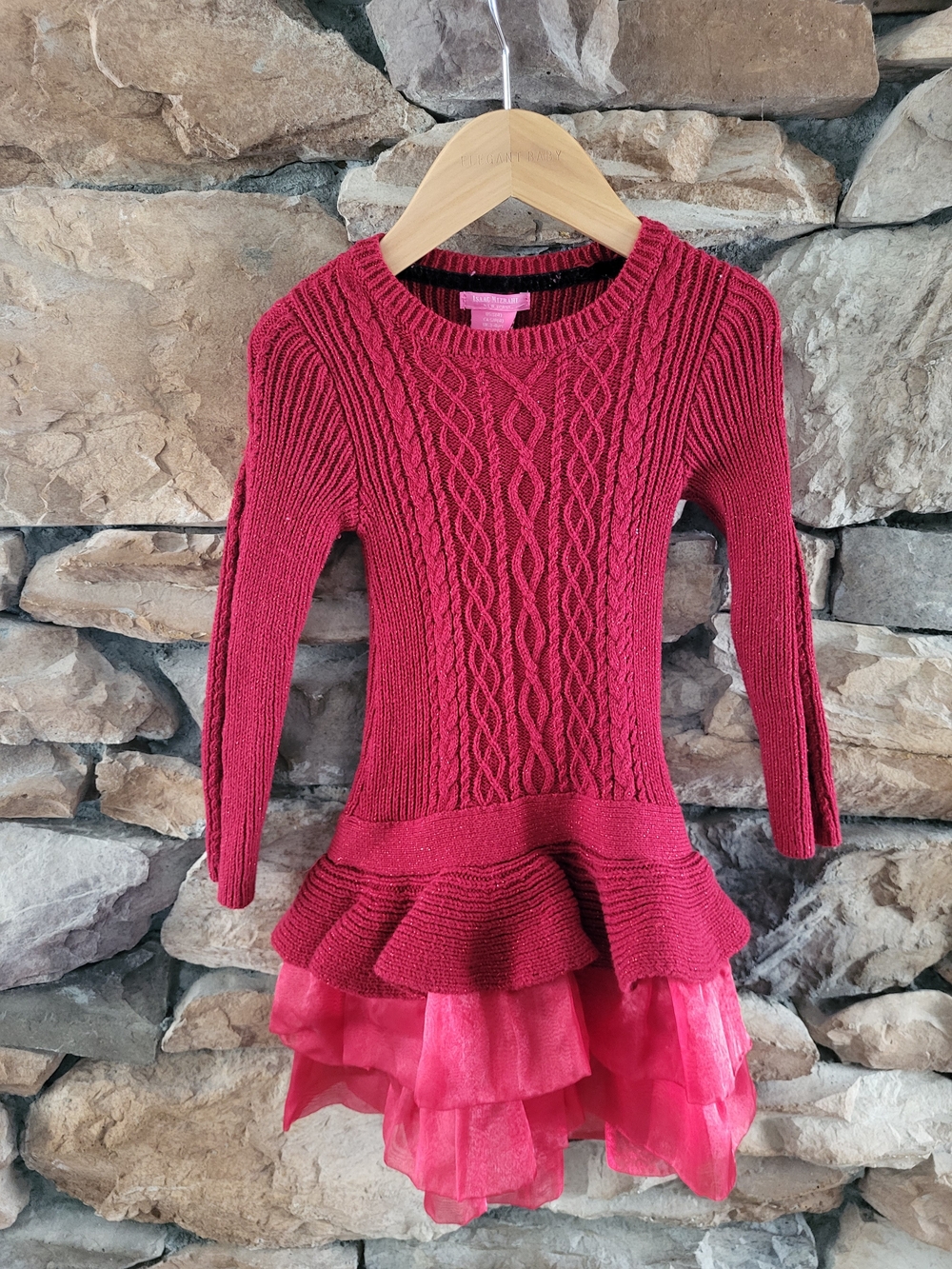 Adorable Isaac Mizrahi Girls' Cable Knit Drop Waist Tutu Holiday Dress Size 4 Yr